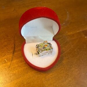 Multi Color Stone Ring Elegant 925 Sterling Silver